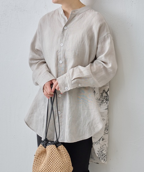 BEARDSLEY(ビアズリー)の「シノワズリプリントバンドカラーシャツ(シャツ/ブラウス・レディース・ベージュ・FREE)」の11枚目の写真