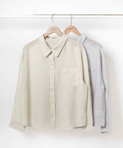 flower（フラワー）の「バルーンシアーシャツ5（シャツ/ブラウス・レディース・カーキ/アイボリー・FREE）」の12枚目の写真