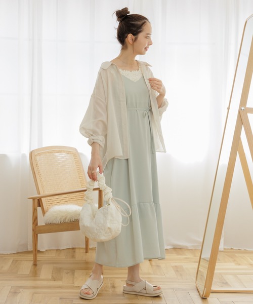 flower（フラワー）の「バルーンシアーシャツ5（シャツ/ブラウス・レディース・カーキ/アイボリー・FREE）」の19枚目の写真