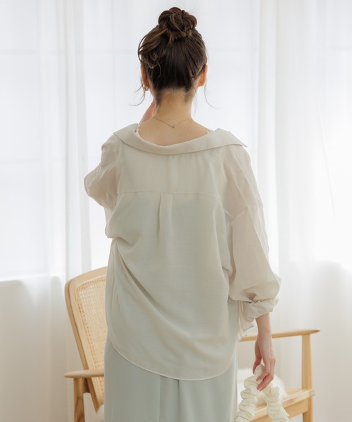 flower（フラワー）の「バルーンシアーシャツ5（シャツ/ブラウス・レディース・カーキ/アイボリー・FREE）」の15枚目の写真