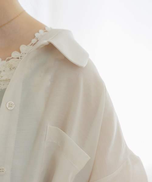 flower（フラワー）の「バルーンシアーシャツ5（シャツ/ブラウス・レディース・カーキ/アイボリー・FREE）」の16枚目の写真
