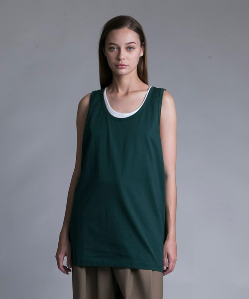 my beautiful landlet（マイビューティフルランドレット）の「【my beautiful landlet】MERCERIZATION JERSEY STANDARD TANK TOP（タンクトップ・メンズ・ベージュ/グリーン/ブラック/ホワイト・0/1/2）」の4枚目の写真