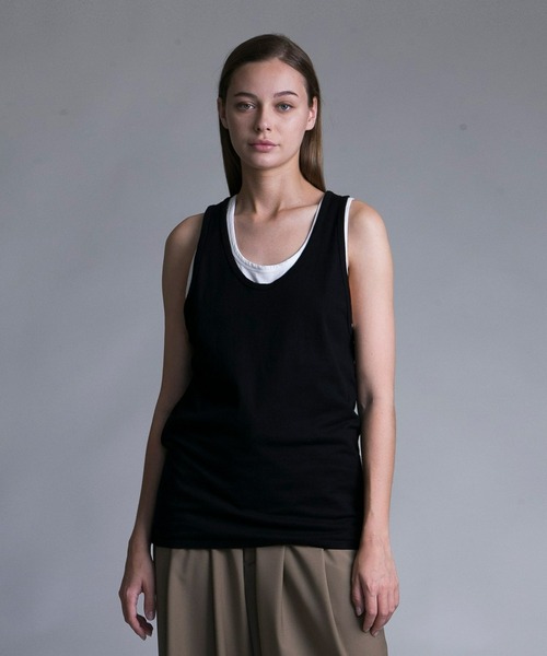 my beautiful landlet（マイビューティフルランドレット）の「【my beautiful landlet】MERCERIZATION JERSEY STANDARD TANK TOP（タンクトップ・メンズ・ベージュ/グリーン/ブラック/ホワイト・0/1/2）」の3枚目の写真