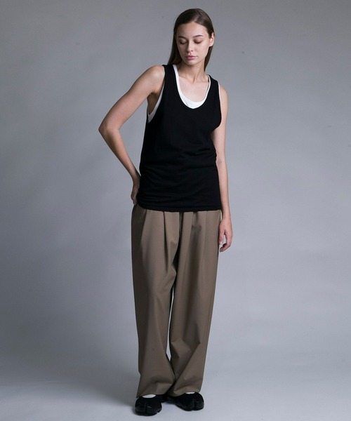 my beautiful landlet（マイビューティフルランドレット）の「【my beautiful landlet】MERCERIZATION JERSEY STANDARD TANK TOP（タンクトップ・メンズ・ベージュ/グリーン/ブラック/ホワイト・0/1/2）」の5枚目の写真