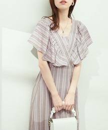 ギャザーフリル大人ガーリーワンピース