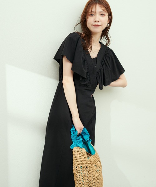 natural couture（ナチュラルクチュール）の「ギャザーフリル大人ガーリーワンピース（ワンピース・レディース・ブラック/ラベンダー/その他1/その他2/ベージュ・MEDIUM/LARGE）」の9枚目の写真