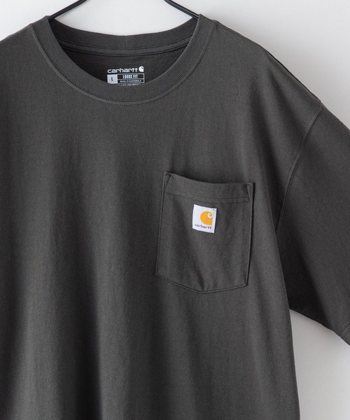 Carhartt(カーハート)の「【Carhartt/カーハート】K87 Pocket Short Sleeve ポケット 半袖 Tシャツ メンズ レディース ポケットT ビッグシルエット ゆったり オーバーサイズ ルーズフィット(Tシャツ/カットソー・メンズ・スミクロ/杢グレー/ダークグリーン/サンドベージュ/ホワイト/ブルー系その他/ワイン/ネイビー/ブラック/チャコールグレー・LARGE/MEDIUM/X-LARGE/SMALL)」の4枚目の写真