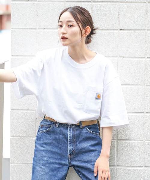 Carhartt(カーハート)の「【Carhartt/カーハート】K87 Pocket Short Sleeve ポケット 半袖 Tシャツ メンズ レディース ポケットT ビッグシルエット ゆったり オーバーサイズ ルーズフィット(Tシャツ/カットソー・メンズ・スミクロ/杢グレー/ダークグリーン/サンドベージュ/ホワイト/ブルー系その他/ワイン/ネイビー/ブラック/チャコールグレー・LARGE/MEDIUM/X-LARGE/SMALL)」の17枚目の写真