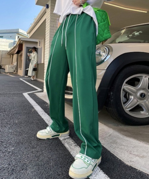 SEN TOKYO(セントーキョー)の「バイカラーライン ワイドスウェットパンツ ユニセックス(スウェットパンツ・メンズ・グリーン/ブラック・M/L)」の6枚目の写真