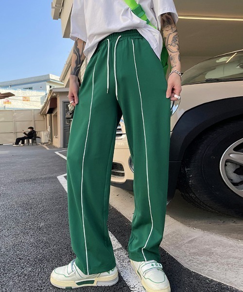 SEN TOKYO(セントーキョー)の「バイカラーライン ワイドスウェットパンツ ユニセックス(スウェットパンツ・メンズ・グリーン/ブラック・M/L)」の7枚目の写真