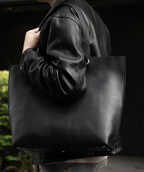 GUIONNET（ギオネ）の「最高級シボ革 エブリデイトート 黒の極致。 職人技 ギオネノワール（トートバッグ・メンズ・ブラック・FREE）」の9枚目の写真