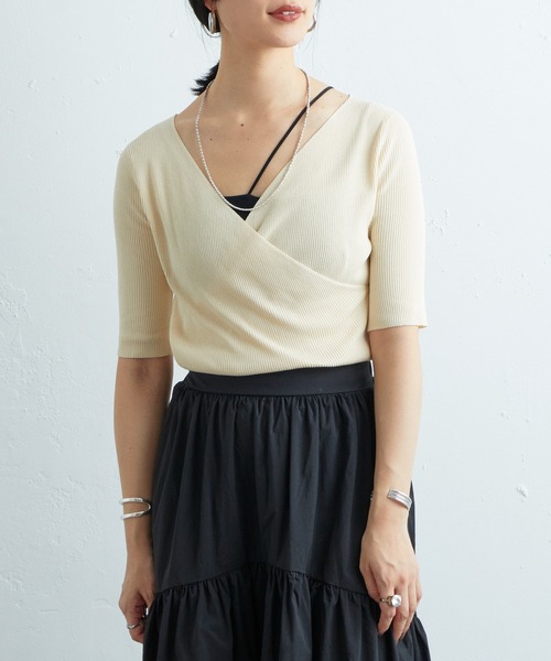 SHENERY（シーナリー）の「2WAYカシュクールニットプルオーバー（ニット/セーター・レディース・ピンク/アイボリー/ブラック・FREE）」の4枚目の写真