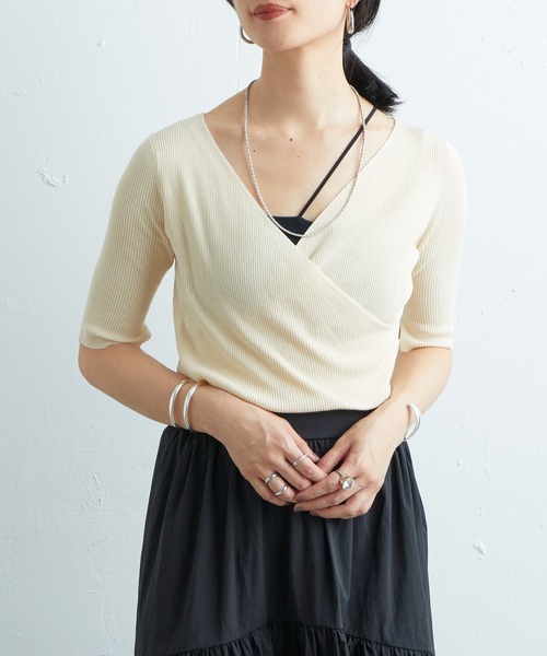 SHENERY（シーナリー）の「2WAYカシュクールニットプルオーバー（ニット/セーター・レディース・ピンク/アイボリー/ブラック・FREE）」の5枚目の写真