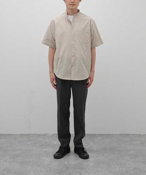 B.C STOCK(ベーセーストック)の「REGULAR バンドカラー半袖シャツ(シャツ/ブラウス・メンズ・ホワイト/グリーン/ベージュ/ブラック・SMALL/MEDIUM/LARGE)」の8枚目の写真