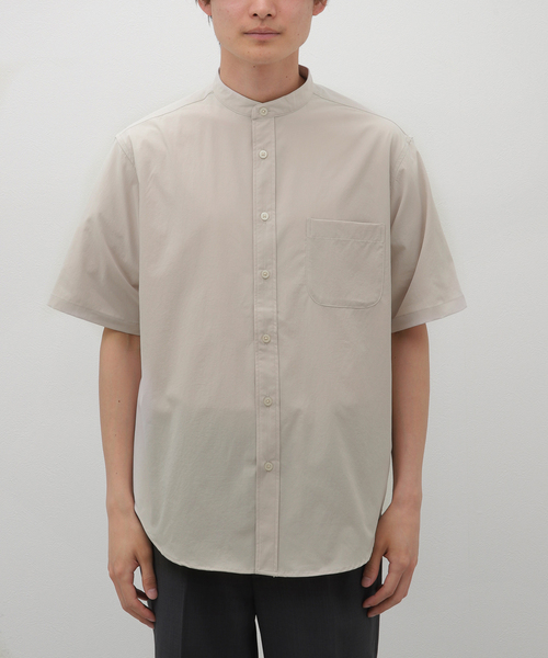 B.C STOCK(ベーセーストック)の「REGULAR バンドカラー半袖シャツ(シャツ/ブラウス・メンズ・ホワイト/グリーン/ベージュ/ブラック・SMALL/MEDIUM/LARGE)」の9枚目の写真