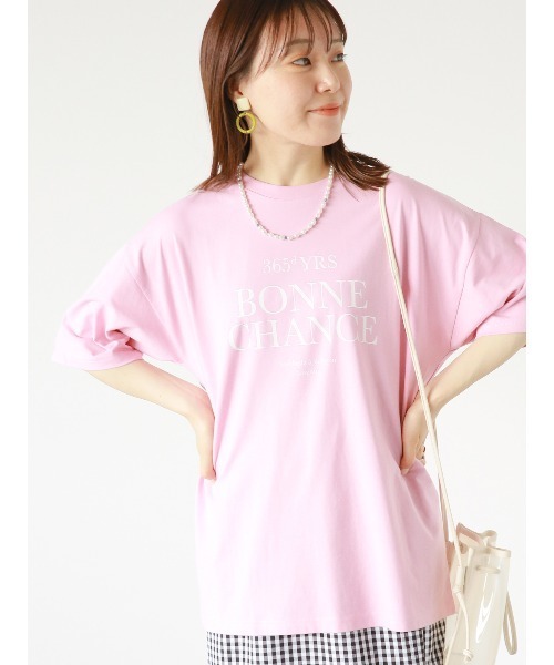 ehka sopo（エヘカソポ）の「フレンチロゴプリントTシャツ（Tシャツ/カットソー・レディース・ブラック/オフホワイト/イエロー/ピンク・ﾌﾘ-）」の4枚目の写真