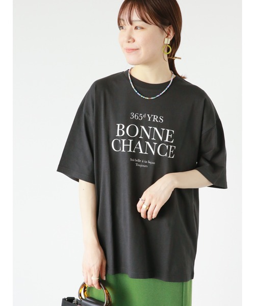 ehka sopo（エヘカソポ）の「フレンチロゴプリントTシャツ（Tシャツ/カットソー・レディース・ブラック/オフホワイト/イエロー/ピンク・ﾌﾘ-）」の3枚目の写真