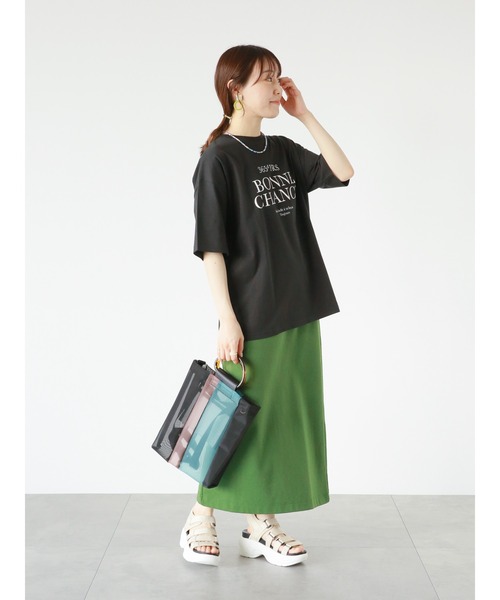 ehka sopo（エヘカソポ）の「フレンチロゴプリントTシャツ（Tシャツ/カットソー・レディース・ブラック/オフホワイト/イエロー/ピンク・ﾌﾘ-）」の7枚目の写真