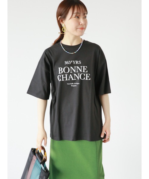 ehka sopo（エヘカソポ）の「フレンチロゴプリントTシャツ（Tシャツ/カットソー・レディース・ブラック/オフホワイト/イエロー/ピンク・ﾌﾘ-）」の8枚目の写真