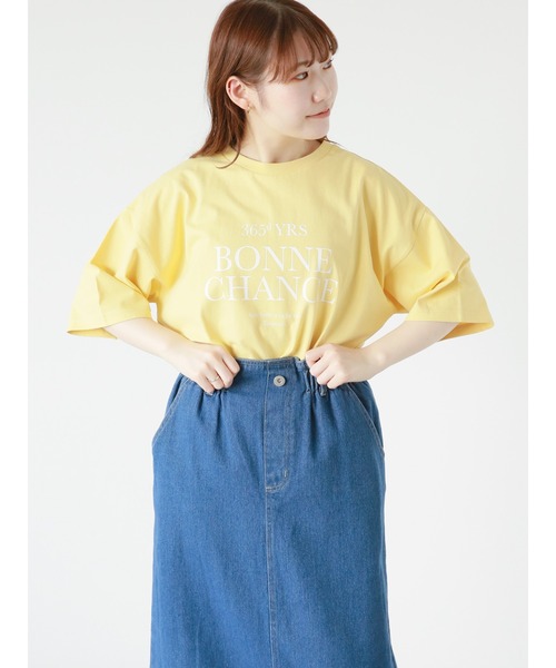 ehka sopo（エヘカソポ）の「フレンチロゴプリントTシャツ（Tシャツ/カットソー・レディース・ブラック/オフホワイト/イエロー/ピンク・ﾌﾘ-）」の14枚目の写真