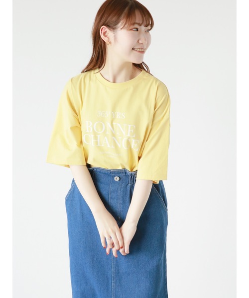 ehka sopo（エヘカソポ）の「フレンチロゴプリントTシャツ（Tシャツ/カットソー・レディース・ブラック/オフホワイト/イエロー/ピンク・ﾌﾘ-）」の15枚目の写真