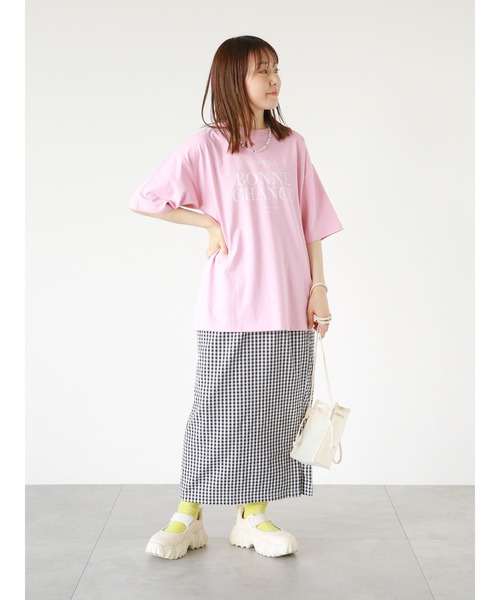 ehka sopo（エヘカソポ）の「フレンチロゴプリントTシャツ（Tシャツ/カットソー・レディース・ブラック/オフホワイト/イエロー/ピンク・ﾌﾘ-）」の17枚目の写真