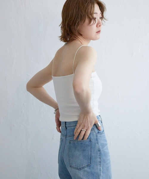 notch.（ノッチ）の「カップ付きベアキャミソール（キャミソール・レディース・オフホワイト/ブラック・M）」の3枚目の写真