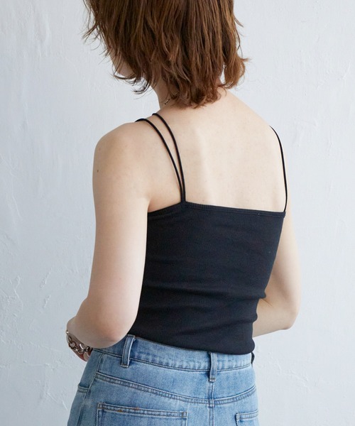 notch.（ノッチ）の「カップ付きベアキャミソール（キャミソール・レディース・オフホワイト/ブラック・M）」の5枚目の写真