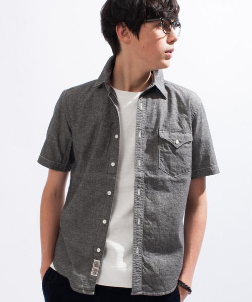 green label relaxing(グリーンレーベルリラクシング)の「KAPOC/CHAMB REG S/S シャツ◆(シャツ/ブラウス・メンズ・ブラック/ロイヤルブルー・X-LARGE/LARGE/MEDIUM/SMALL)」の1枚目の写真