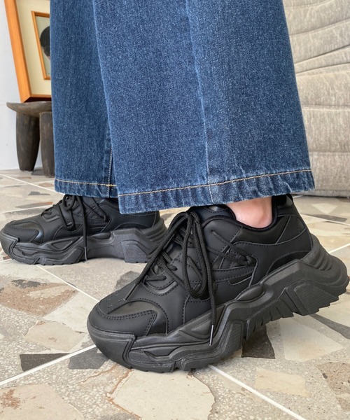 moment+（モーメントプラス）の「厚底ダッドスニーカー（スニーカー・レディース・アイボリー/ブラック・LL/L/M/S）」の15枚目の写真