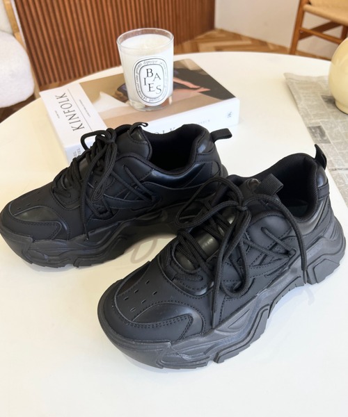 moment+（モーメントプラス）の「厚底ダッドスニーカー（スニーカー・レディース・アイボリー/ブラック・LL/L/M/S）」の12枚目の写真