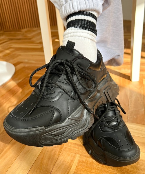 moment+（モーメントプラス）の「厚底ダッドスニーカー（スニーカー・レディース・アイボリー/ブラック・LL/L/M/S）」の22枚目の写真