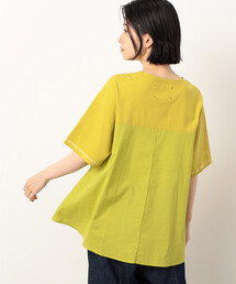 配色ステッチ バックフレア Tシャツ