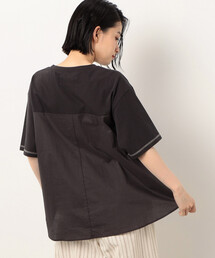 配色ステッチ バックフレア Tシャツ