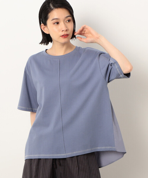 ONIGIRI(オニギリ)の「配色ステッチ バックフレア Tシャツ(Tシャツ/カットソー・レディース・ベージュ/オフホワイト/カーキ/チャコール/サックスブルー/イエロー・FREE)」の13枚目の写真