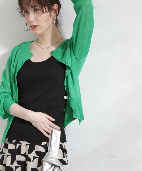 N.（N. Natural Beauty Basic）（エヌエヌナチュラルビューティーベーシック）の「◆テレコカップ付きタンクトップ（チューブトップ・レディース・ブラック/オフホワイト・MEDIUM）」の9枚目の写真