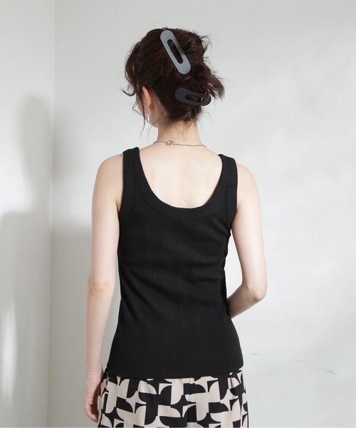 N.（N. Natural Beauty Basic）（エヌエヌナチュラルビューティーベーシック）の「◆テレコカップ付きタンクトップ（チューブトップ・レディース・ブラック/オフホワイト・MEDIUM）」の12枚目の写真