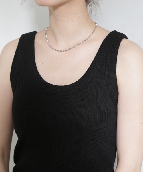 N.（N. Natural Beauty Basic）（エヌエヌナチュラルビューティーベーシック）の「◆テレコカップ付きタンクトップ（チューブトップ・レディース・ブラック/オフホワイト・MEDIUM）」の6枚目の写真