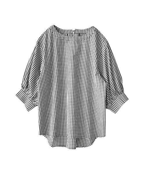 e-zakkamania stores(イーザッカマニアストアーズ)の「ボリュームスリーブ ラウンドヘムブラウス(シャツ/ブラウス・レディース・ストライプ/オフホワイト/ブラック×ホワイト・フリー)」の17枚目の写真