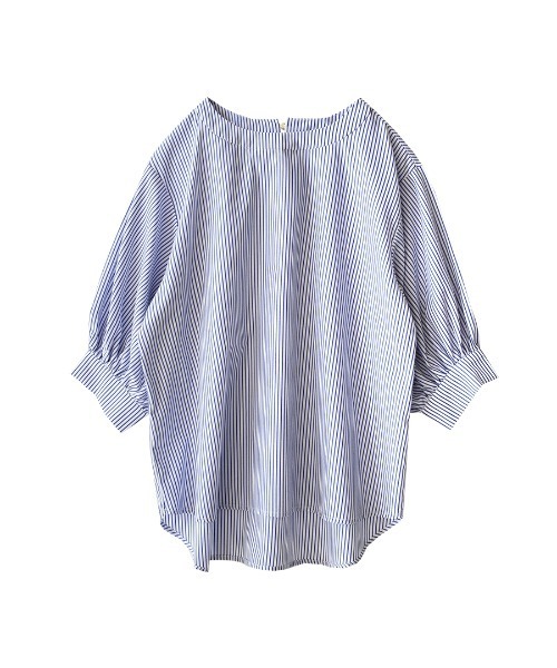 e-zakkamania stores(イーザッカマニアストアーズ)の「ボリュームスリーブ ラウンドヘムブラウス(シャツ/ブラウス・レディース・ストライプ/オフホワイト/ブラック×ホワイト・フリー)」の18枚目の写真