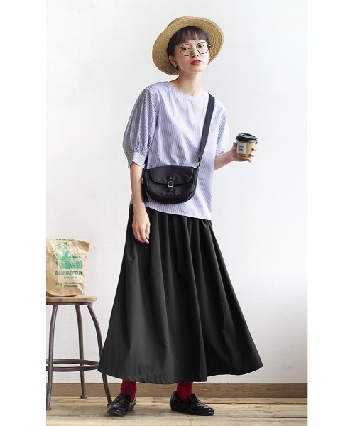 e-zakkamania stores(イーザッカマニアストアーズ)の「ボリュームスリーブ ラウンドヘムブラウス(シャツ/ブラウス・レディース・ストライプ/オフホワイト/ブラック×ホワイト・フリー)」の9枚目の写真