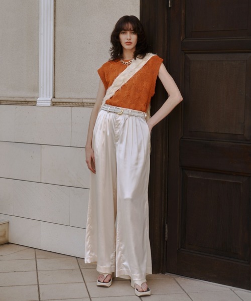seyto（セイト）の「Fringe layered melange knit vest
