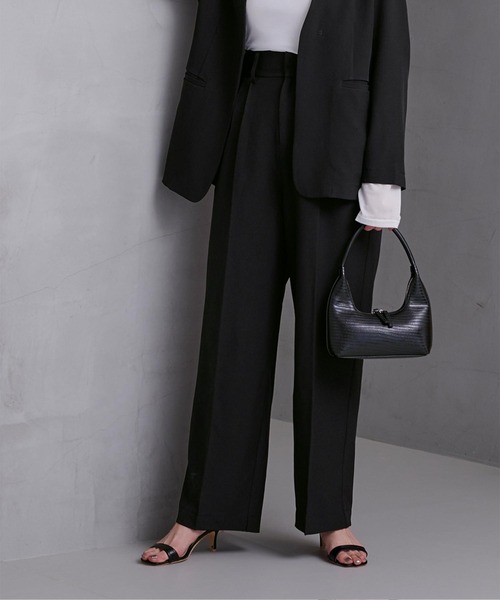 UR'S(ユアーズ)の「ウェッジスラブダブルタックワイドパンツ(その他パンツ・レディース・ベージュ系その他/ブラック/グレー系その他・S/M/L)」の2枚目の写真