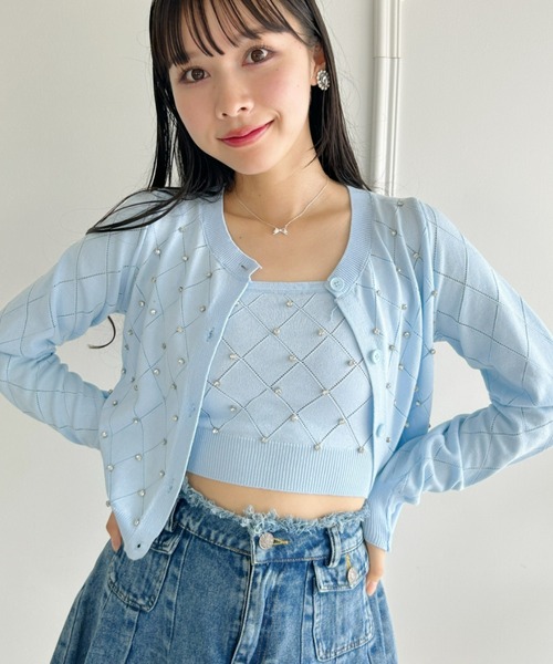 Loueme(ルエム)の「ジュエルビジューカーディガン+ニットキャミアンサンブル(カーディガン/ボレロ・レディース・ブラック/ライトブルー/ホワイト・FREE)」の11枚目の写真