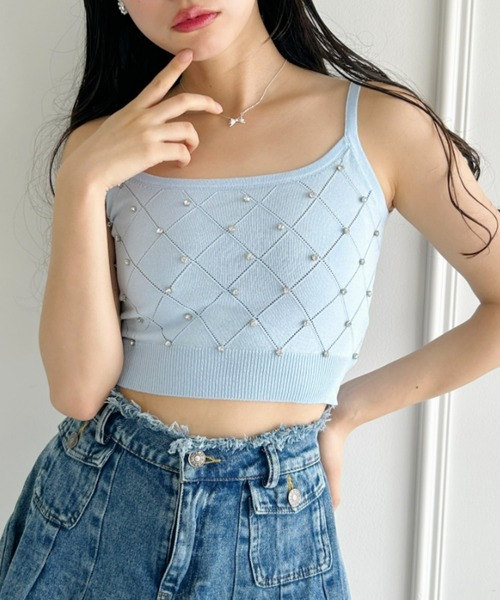 Loueme(ルエム)の「ジュエルビジューカーディガン+ニットキャミアンサンブル(カーディガン/ボレロ・レディース・ブラック/ライトブルー/ホワイト・FREE)」の12枚目の写真