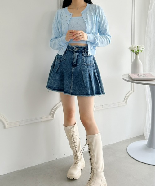 セール】ジュエルビジューカーディガン＋ニットキャミアンサンブル