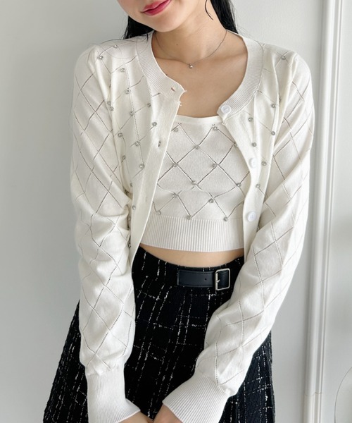 Loueme(ルエム)の「ジュエルビジューカーディガン+ニットキャミアンサンブル(カーディガン/ボレロ・レディース・ブラック/ライトブルー/ホワイト・FREE)」の17枚目の写真