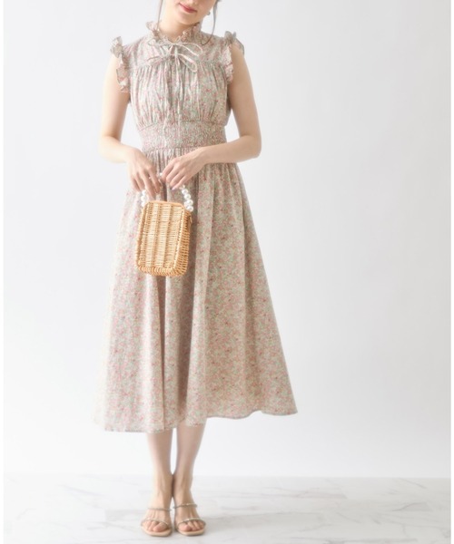 tocco closet（トッコ　クローゼット）の「フリル＆リボン付きコットンフラワー×リトルストロベリーウエストシャーリングワンピース（ワンピース・レディース・ラベンダー/ピンク・M）」の20枚目の写真