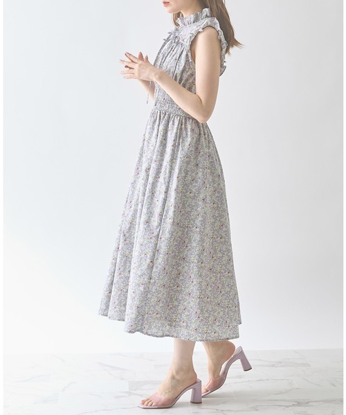tocco closet（トッコ　クローゼット）の「フリル＆リボン付きコットンフラワー×リトルストロベリーウエストシャーリングワンピース（ワンピース・レディース・ラベンダー/ピンク・M）」の6枚目の写真