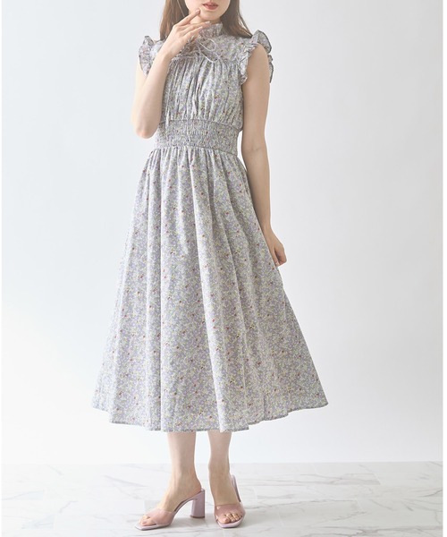 tocco closet（トッコ　クローゼット）の「フリル＆リボン付きコットンフラワー×リトルストロベリーウエストシャーリングワンピース（ワンピース・レディース・ラベンダー/ピンク・M）」の9枚目の写真